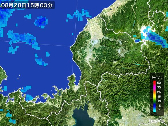 福井県の雨雲レーダー(2016年08月28日)