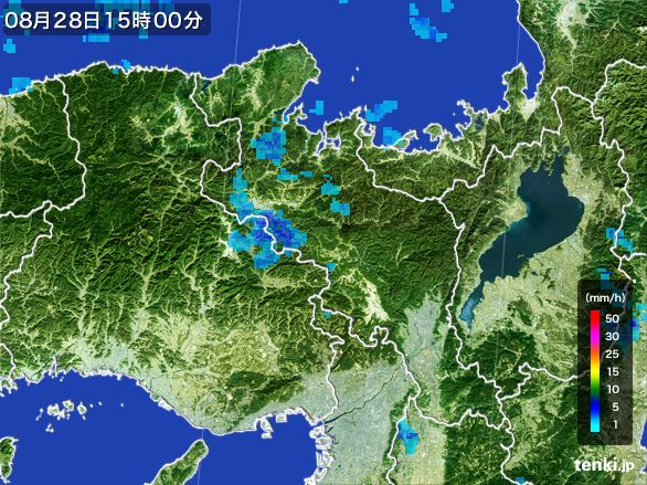京都府の雨雲レーダー(2016年08月28日)