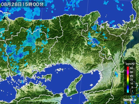 兵庫県の雨雲レーダー(2016年08月28日)