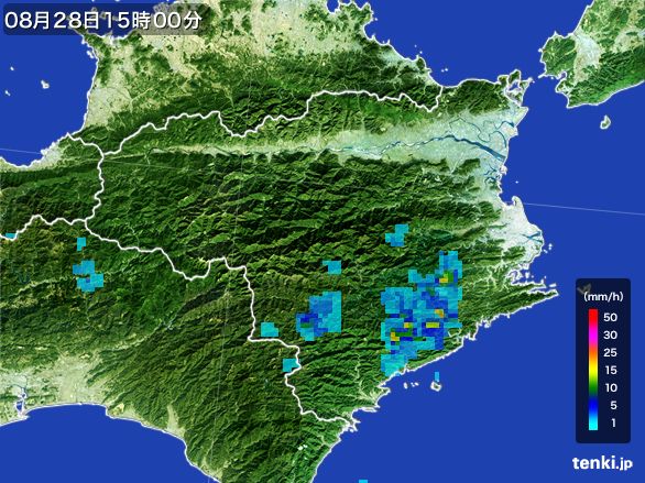 徳島県の雨雲レーダー(2016年08月28日)