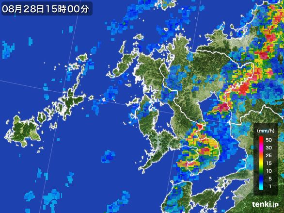 長崎県の雨雲レーダー(2016年08月28日)