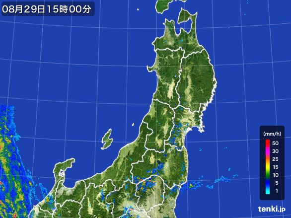 東北地方の雨雲レーダー(2016年08月29日)