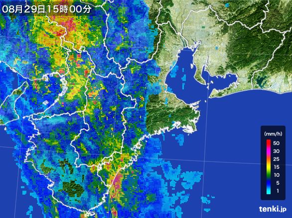 三重県の雨雲レーダー(2016年08月29日)