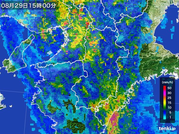 奈良県の雨雲レーダー(2016年08月29日)