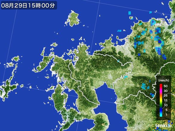 佐賀県の雨雲レーダー(2016年08月29日)