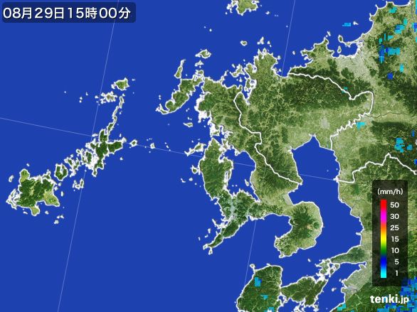 長崎県の雨雲レーダー(2016年08月29日)