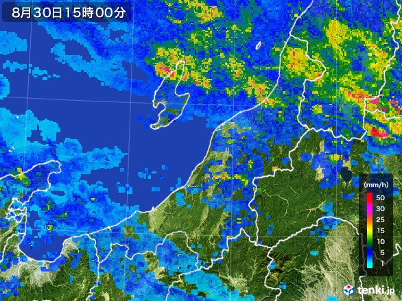 新潟県の雨雲レーダー(2016年08月30日)