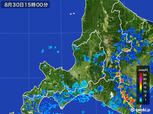 道央の雨雲レーダー(2016年08月30日)