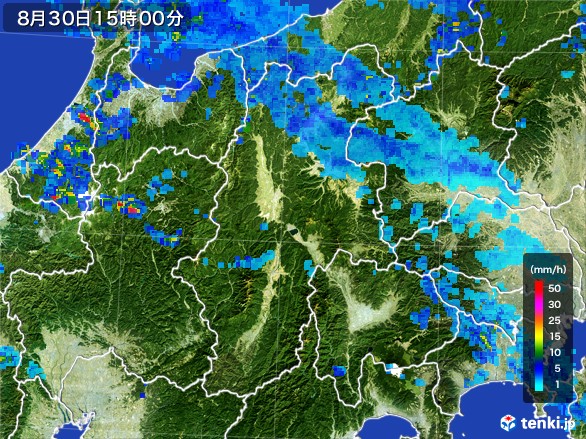 長野県の雨雲レーダー(2016年08月30日)