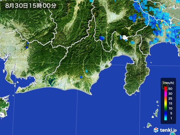 静岡県の雨雲レーダー(2016年08月30日)