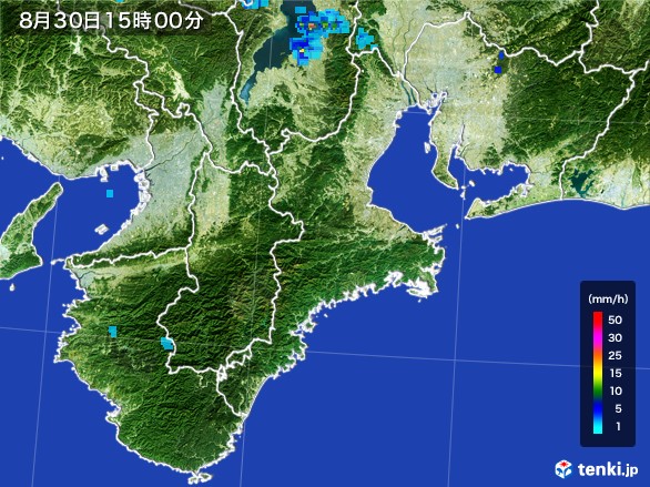三重県の雨雲レーダー(2016年08月30日)