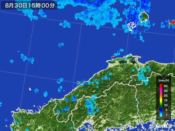 島根県の雨雲レーダー(2016年08月30日)