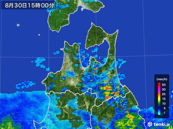 青森県の雨雲レーダー(2016年08月30日)