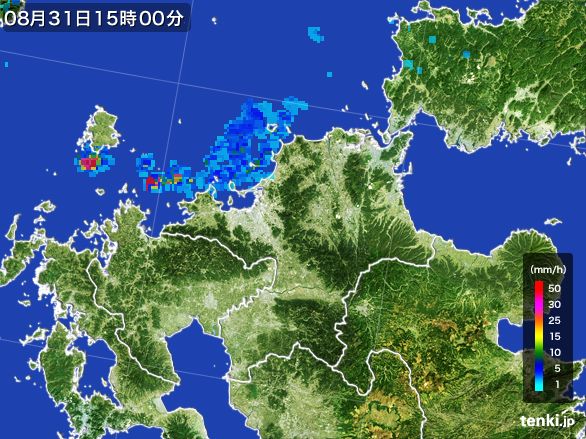福岡県の雨雲レーダー(2016年08月31日)
