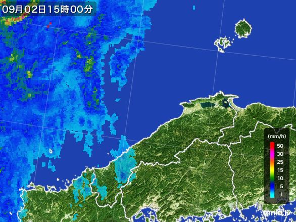 島根県の雨雲レーダー(2016年09月02日)