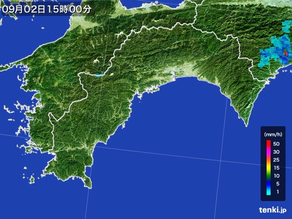 高知県の雨雲レーダー(2016年09月02日)
