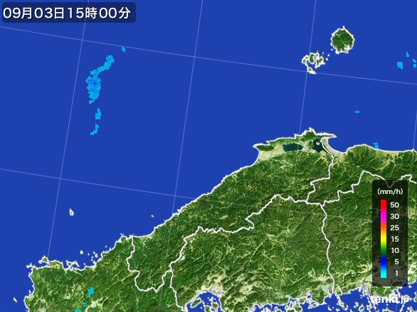 島根県の雨雲レーダー(2016年09月03日)