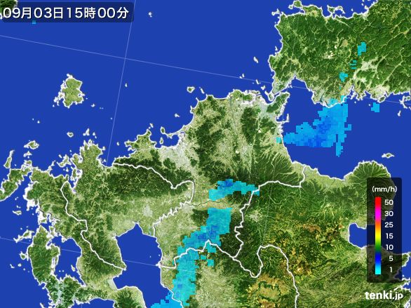 福岡県の雨雲レーダー(2016年09月03日)