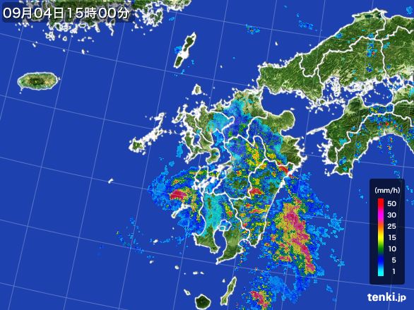 九州地方の雨雲レーダー(2016年09月04日)