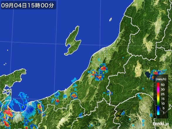 新潟県の雨雲レーダー(2016年09月04日)