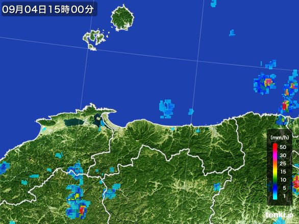 鳥取県の雨雲レーダー(2016年09月04日)