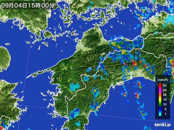 愛媛県の雨雲レーダー(2016年09月04日)