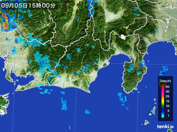 静岡県の雨雲レーダー(2016年09月05日)