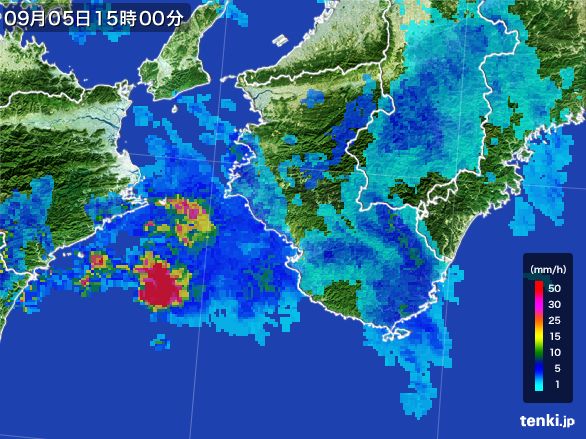 和歌山県の雨雲レーダー(2016年09月05日)