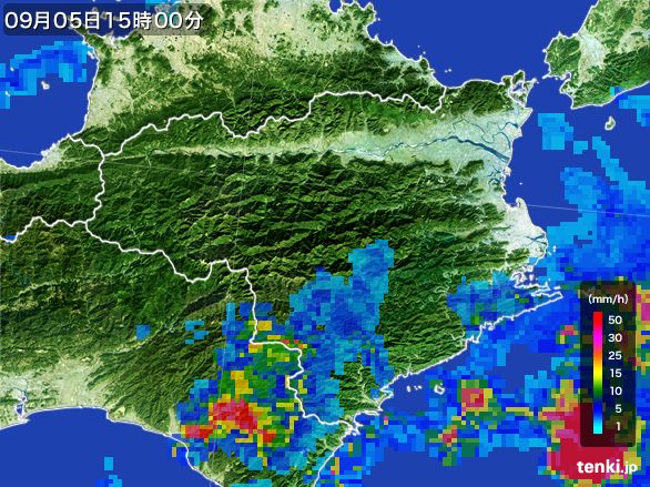 徳島県の雨雲レーダー(2016年09月05日)