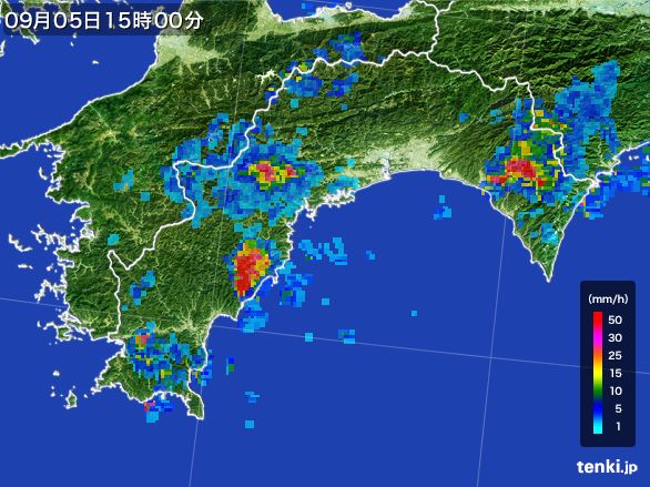 高知県の雨雲レーダー(2016年09月05日)