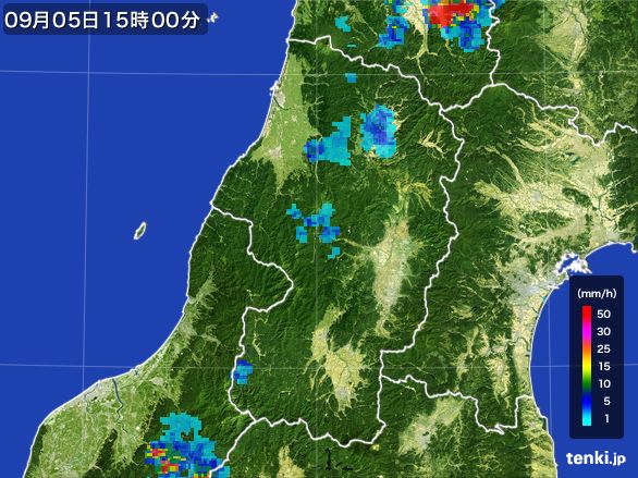 山形県の雨雲レーダー(2016年09月05日)