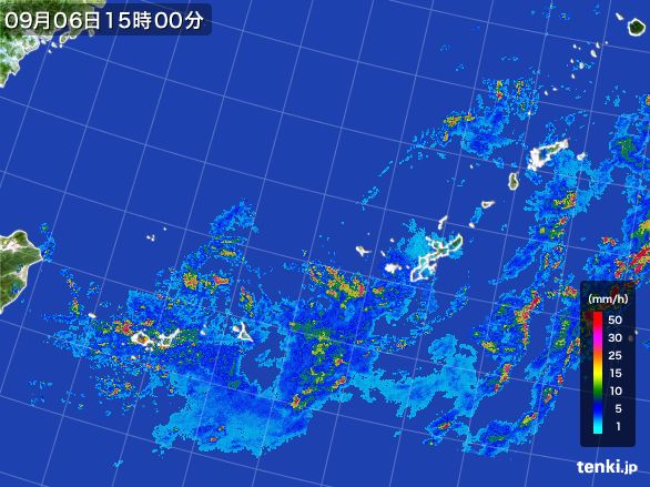 沖縄地方の雨雲レーダー(2016年09月06日)