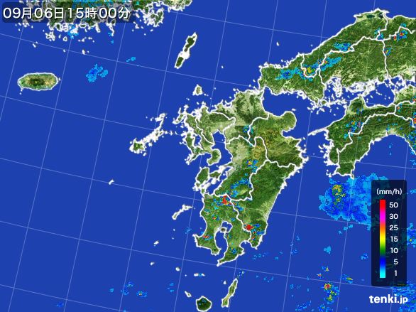 九州地方の雨雲レーダー(2016年09月06日)
