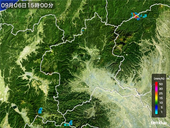 群馬県の雨雲レーダー(2016年09月06日)