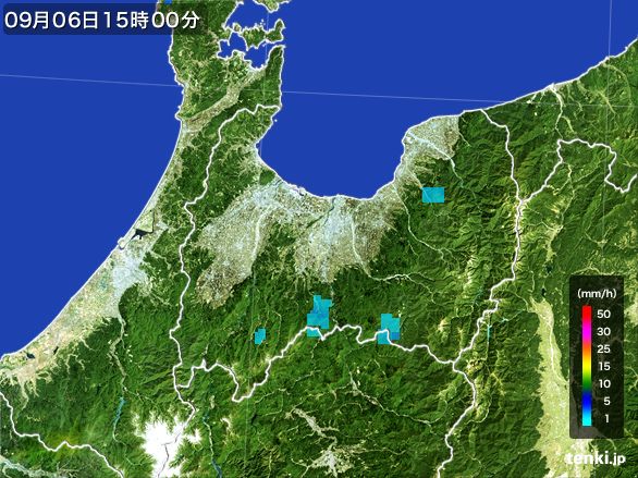 富山県の雨雲レーダー(2016年09月06日)