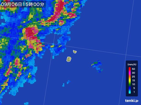 南大東島(沖縄県)の雨雲レーダー(2016年09月06日)