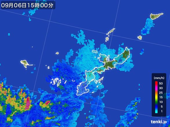 沖縄県の雨雲レーダー(2016年09月06日)