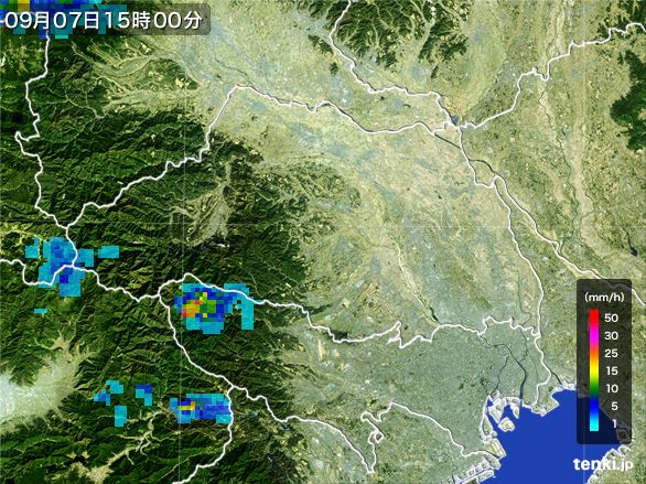 埼玉県の雨雲レーダー(2016年09月07日)
