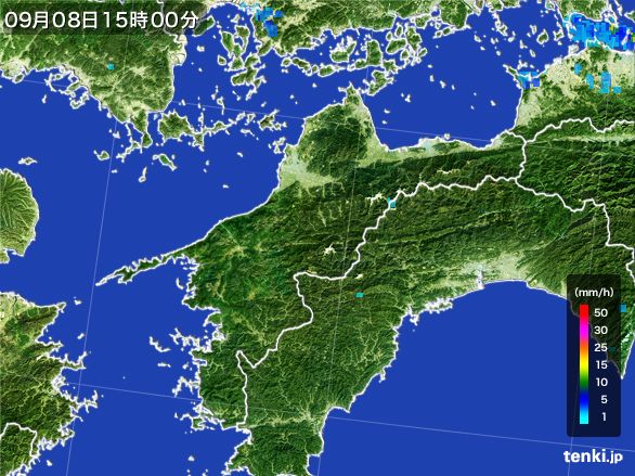 愛媛県の雨雲レーダー(2016年09月08日)