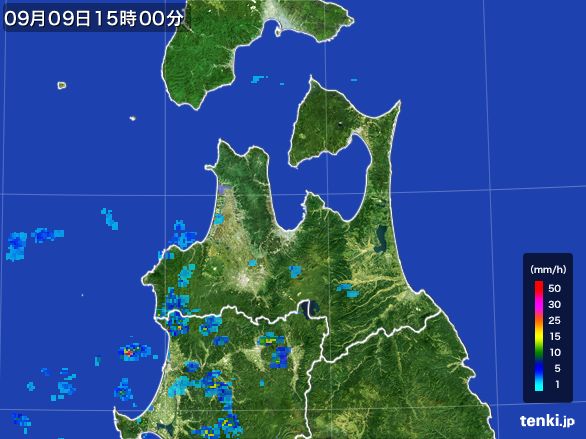 青森県の雨雲レーダー(2016年09月09日)