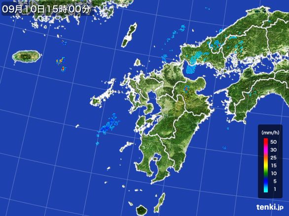 九州地方の雨雲レーダー(2016年09月10日)