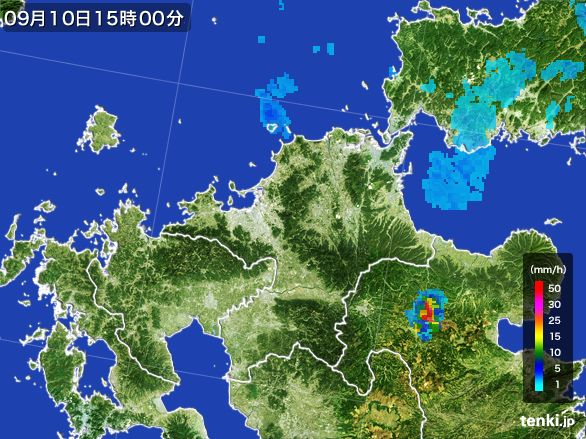 福岡県の雨雲レーダー(2016年09月10日)