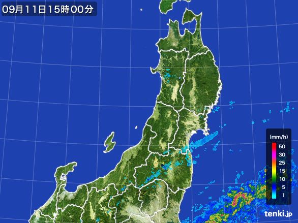 東北地方の雨雲レーダー(2016年09月11日)