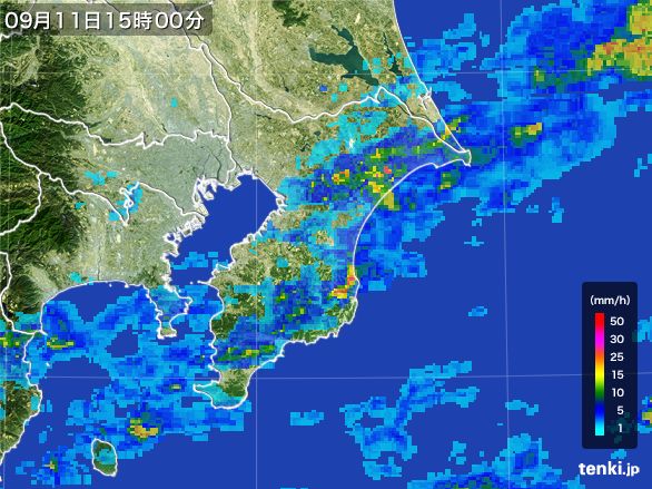 千葉県の雨雲レーダー(2016年09月11日)