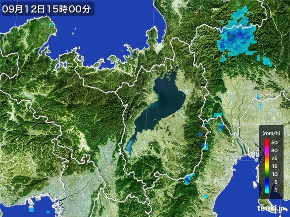 滋賀県の雨雲レーダー(2016年09月12日)