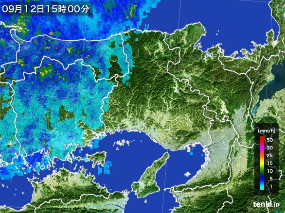 兵庫県の雨雲レーダー(2016年09月12日)