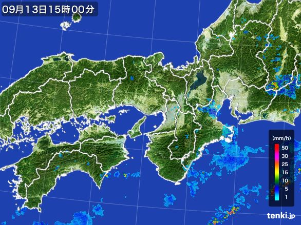 近畿地方の雨雲レーダー(2016年09月13日)