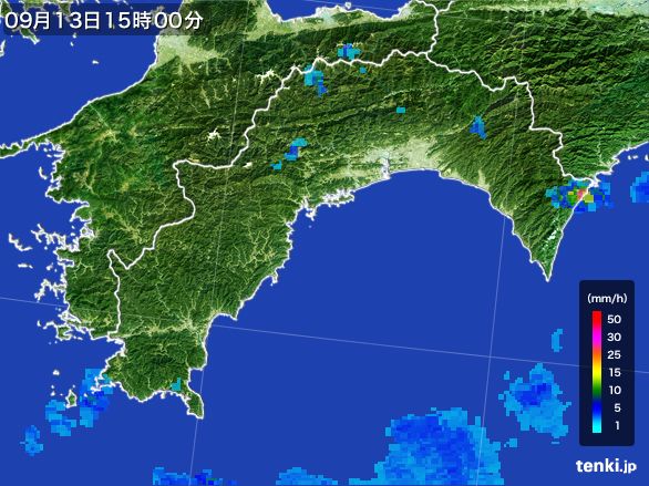 高知県の雨雲レーダー(2016年09月13日)