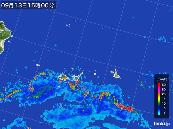 宮古・石垣・与那国(沖縄県)の雨雲レーダー(2016年09月13日)