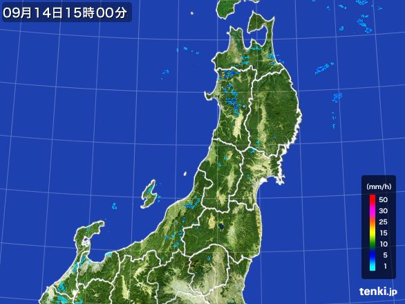 東北地方の雨雲レーダー(2016年09月14日)
